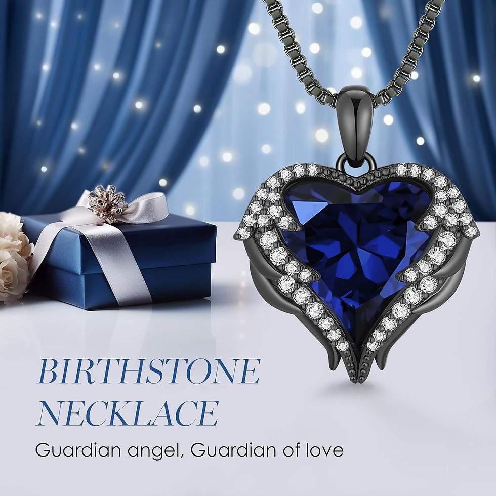 Thumbnail: CDE Angel Wings Necklaces for Women, Love Heart Silver Tone/Gold Tone Pendant w