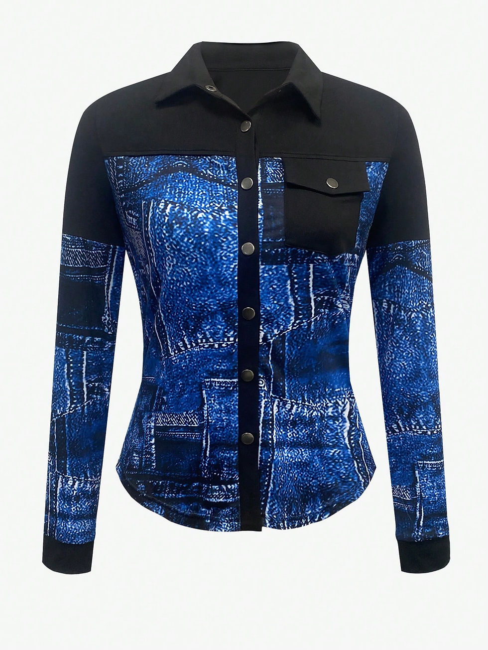 SXY Women's Fashionable Patched Pocket Design Versatile Shirt