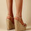 Thumbnail: Women Apricot  Stitch Detail Ankle Strap Wedge Sandals, Fashionable Open Toe Sa