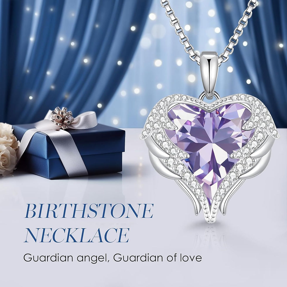 Thumbnail: CDE Angel Wings Necklaces for Women, Love Heart Silver Tone/Gold Tone Pendant w