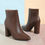 Thumbnail: Women's Coffee Brown Short Boots, Fashion Ankle Boots, Chunky Heeled Boots, Sup