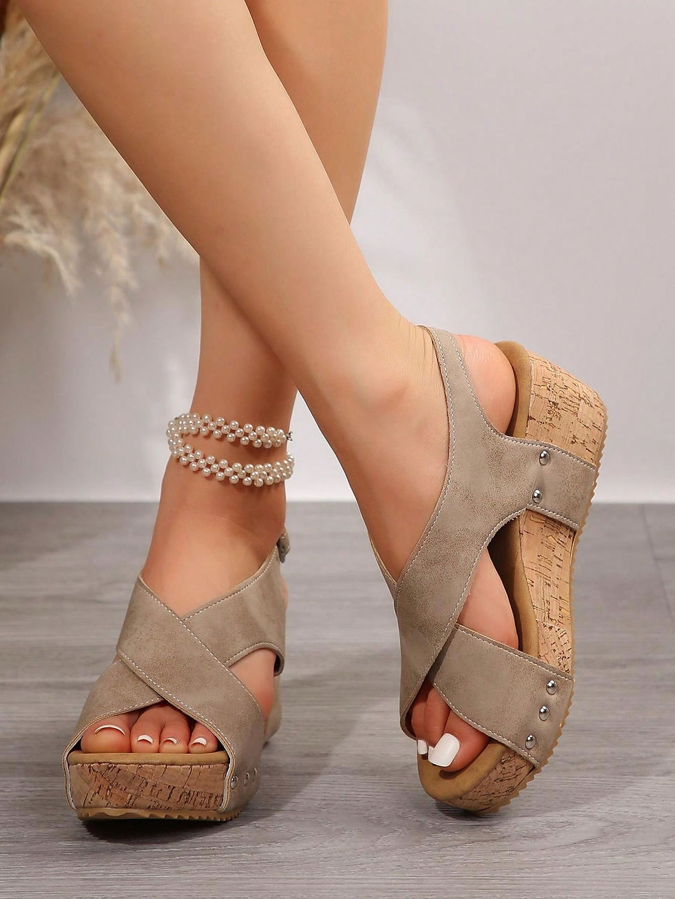 Miniatura: Summer New Women's Peep Toe Slip-On Platform Sandals, Made Of Dirty Cloth Mater