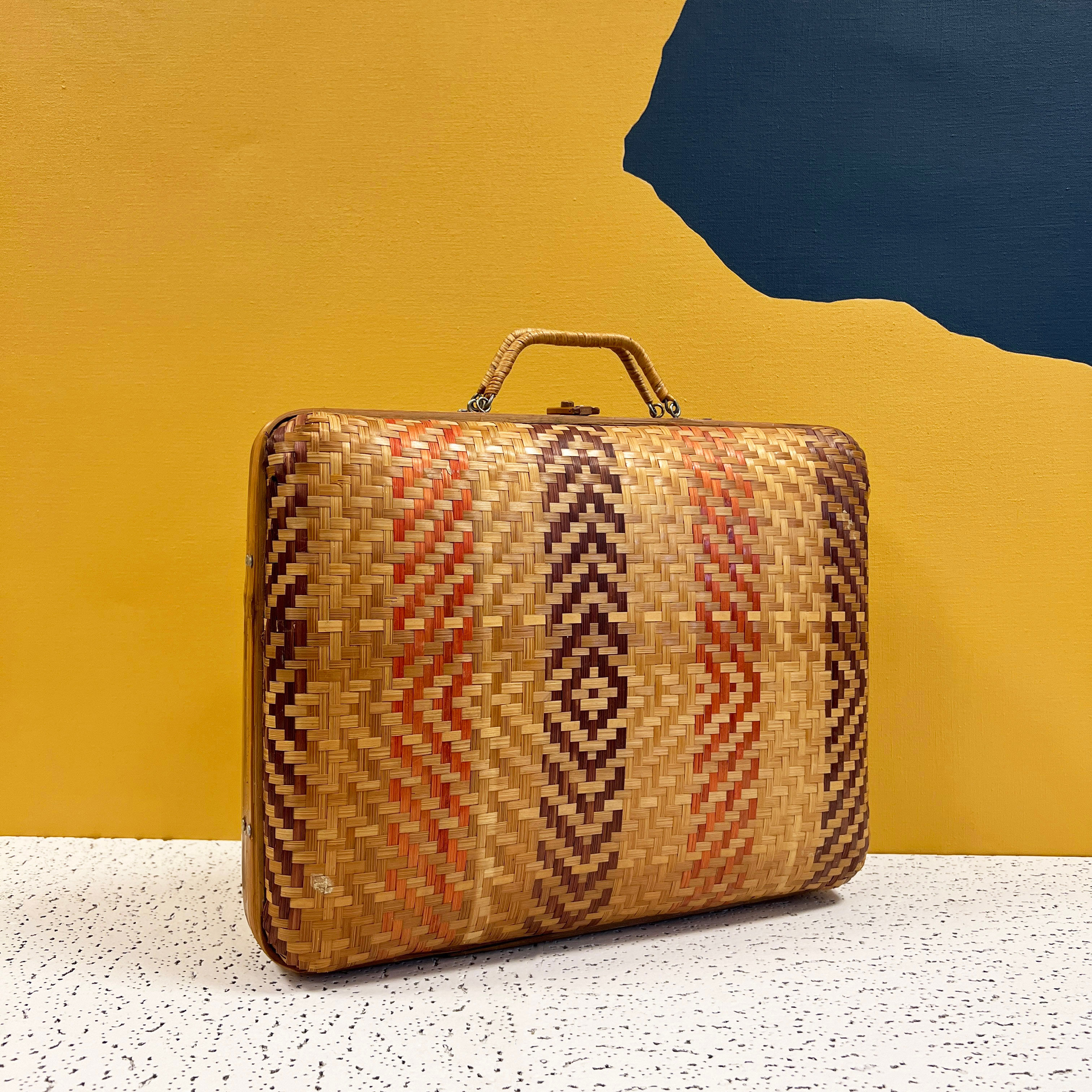 Mallette en bambou et rotin années 1960