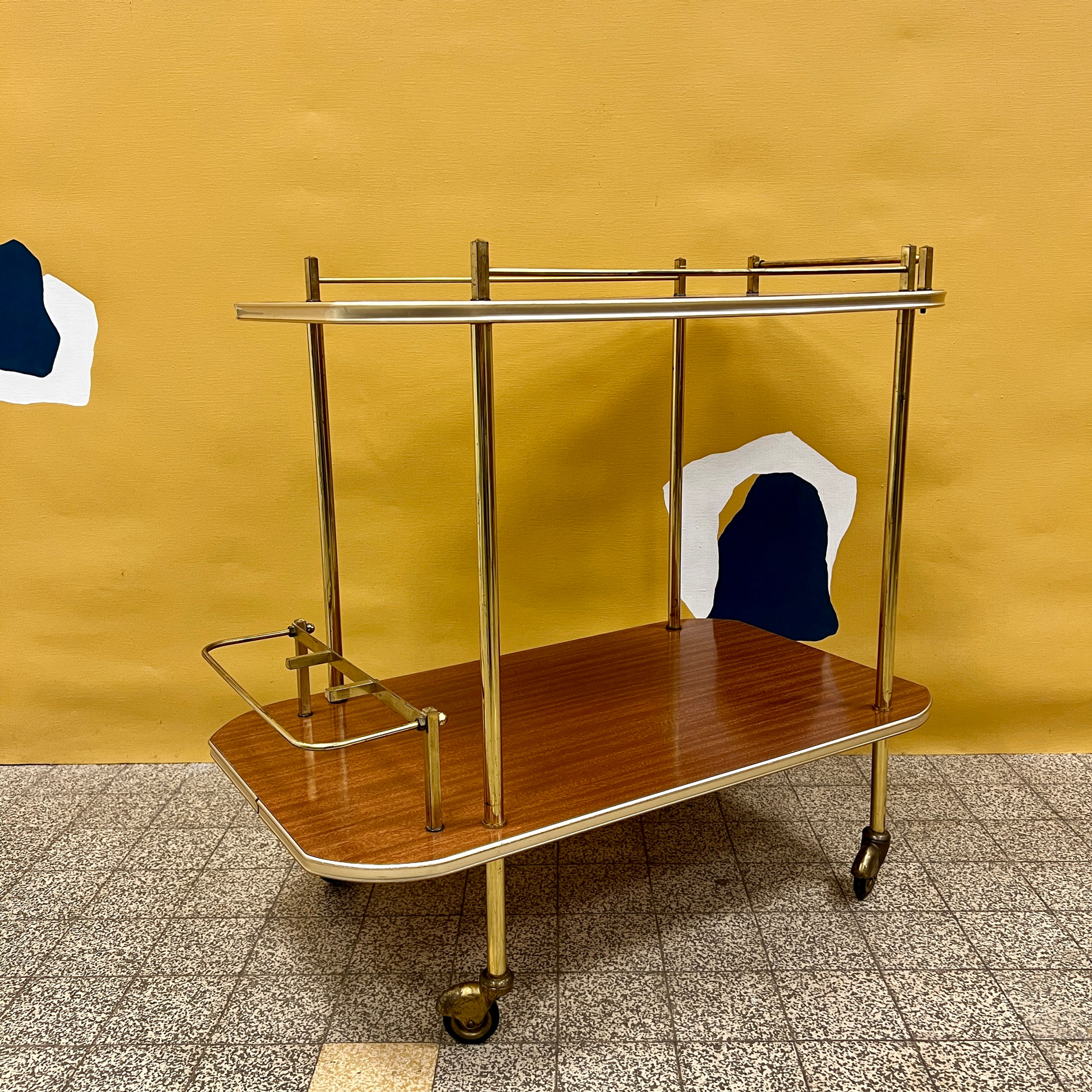 Desserte-bar à roulettes années 1970