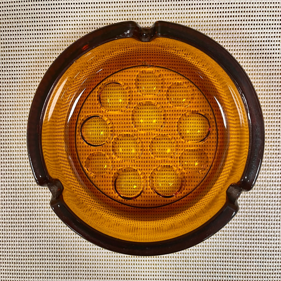 Miniature : Cendrier en verre ambré année 1970