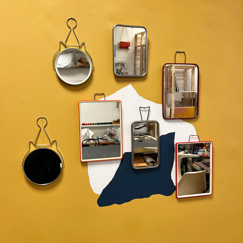 Miniature : Miroir de barbier en métal chromé années 1930