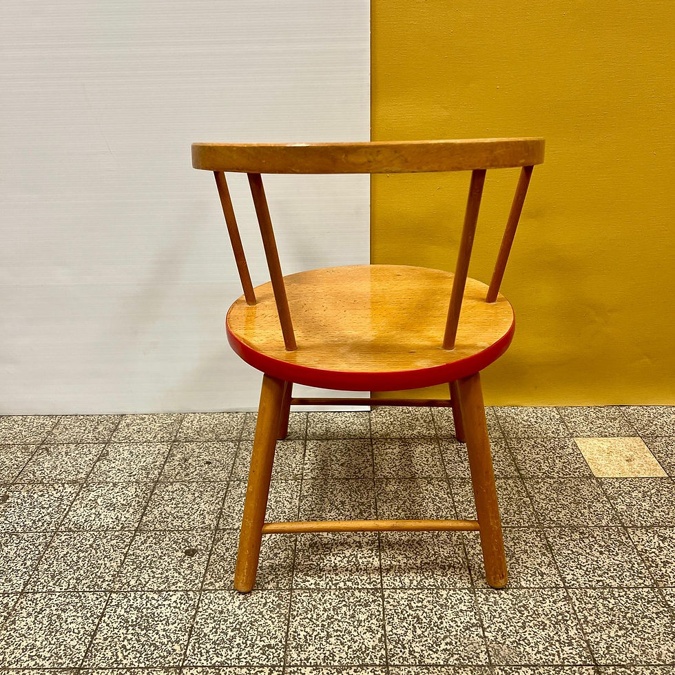 Miniature : Chaises pour enfant en bois vintage avec cerclage rouge en plastique Wisa Gloria