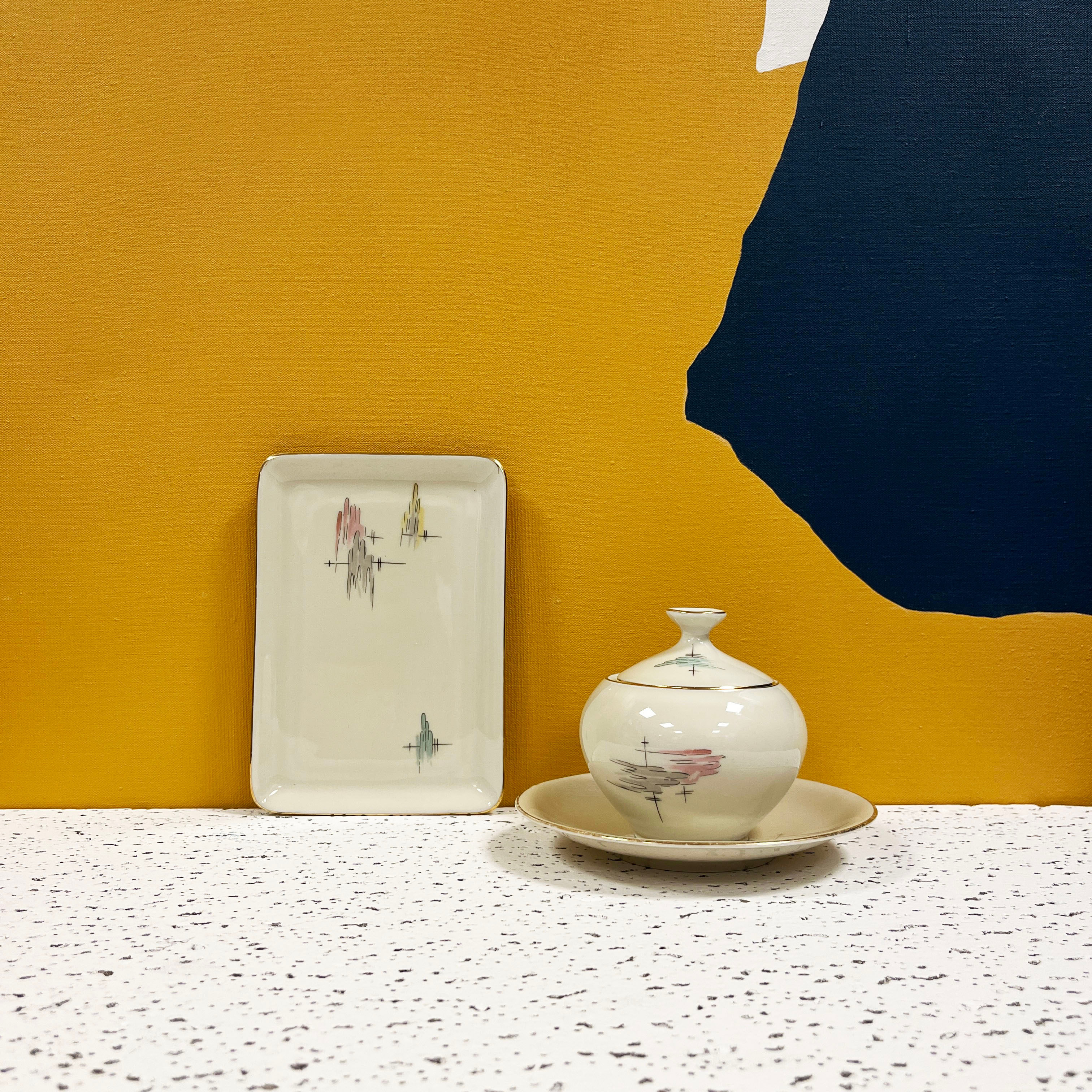 Sucrier, plat et soucoupe Zeh Scherzer Allemagne 1950