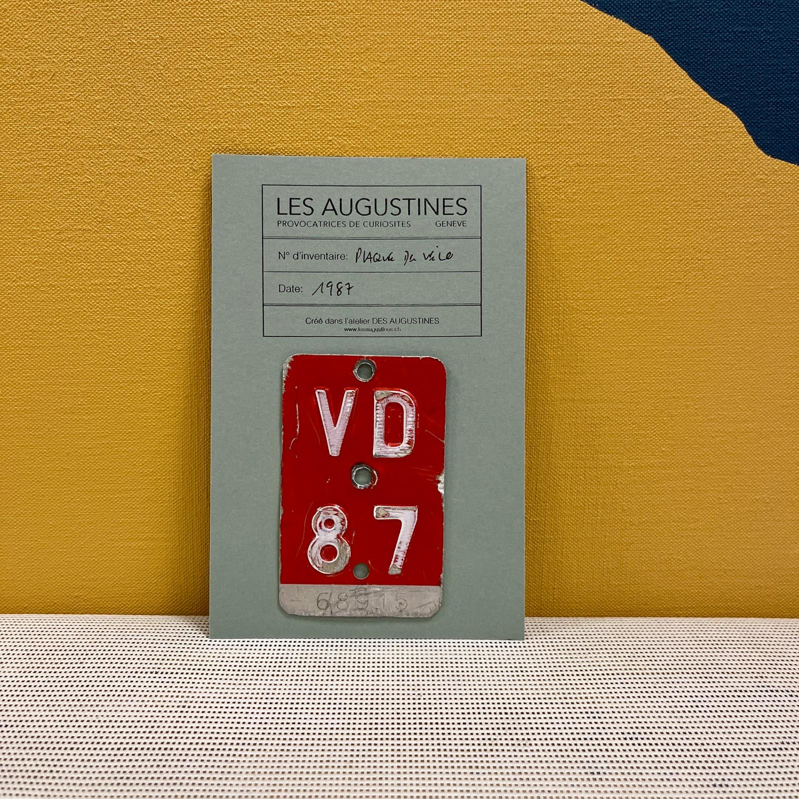 Plaque de vélo VD 1987 N° 68915