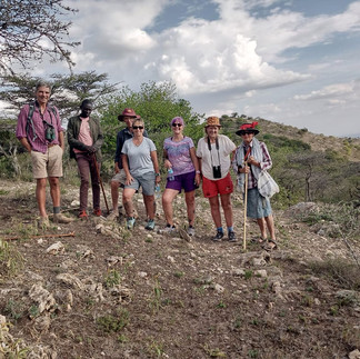 The new team, Bev and Kathy, join. On the top of the Malepo Hills with a 360° view of where we'd come from and where we're going