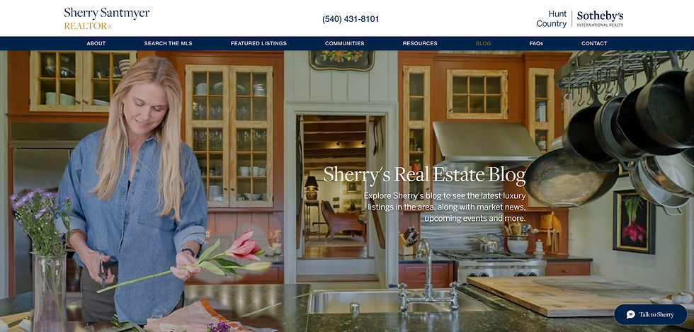 The website of Lovettsville Realtor, Sherry Santmyer of Hunt Country Sotheby's International Realty.
