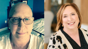 Before and after pictures of follicular lymphoma survivor Geri Deane.
