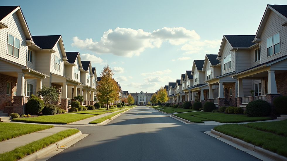 Wide angle view of a modern residential neighborhood in Winchester, VA