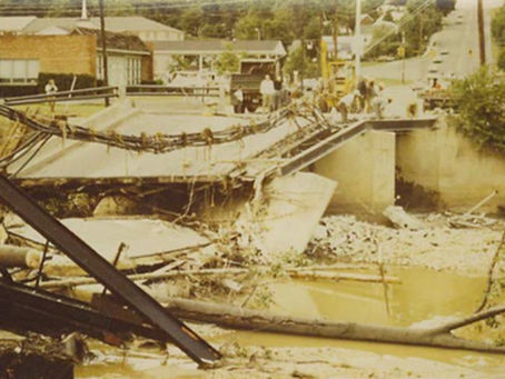 South Walter Reed Drive bridge washed out by Hurricane Agnes in 1972.