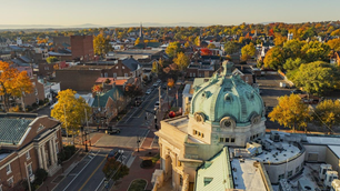 An aerial view of Old Town Winchester