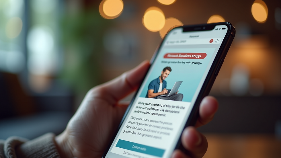 Close-up view of a smartphone displaying an email marketing campaign