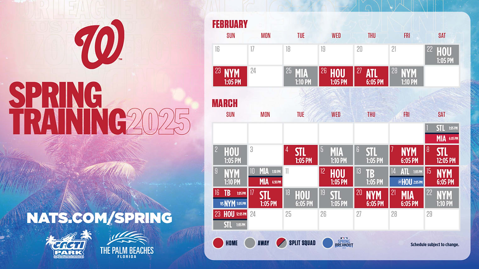The Washington Nationals Spring Training 2025 Calendar