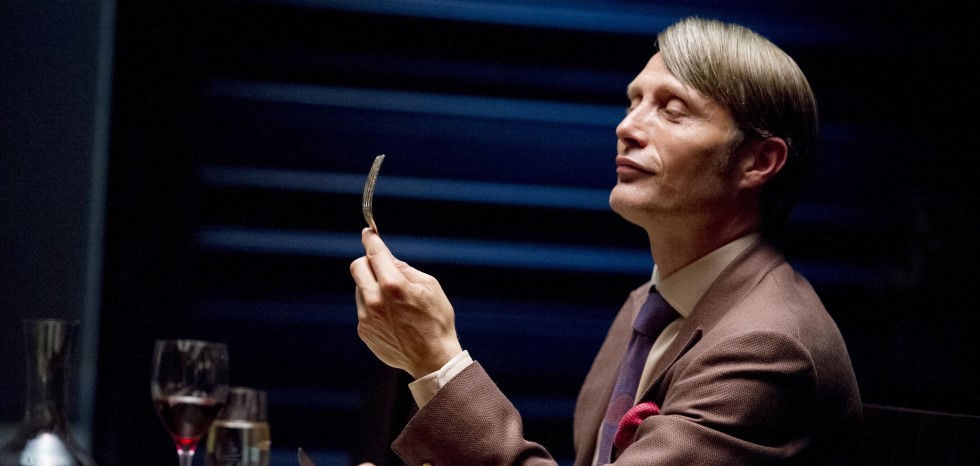 Hannibal Lecter (Mads Mikkelsen) enjoys a meal in Hannibal