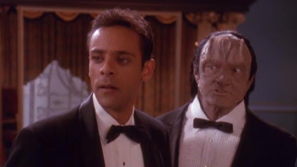 Sixties spy stuff in space? Dr Julian Bashir (Alexander Siddig) and Elim Garak (Andrew Robinson) are your men in 'Our Man Bashir'