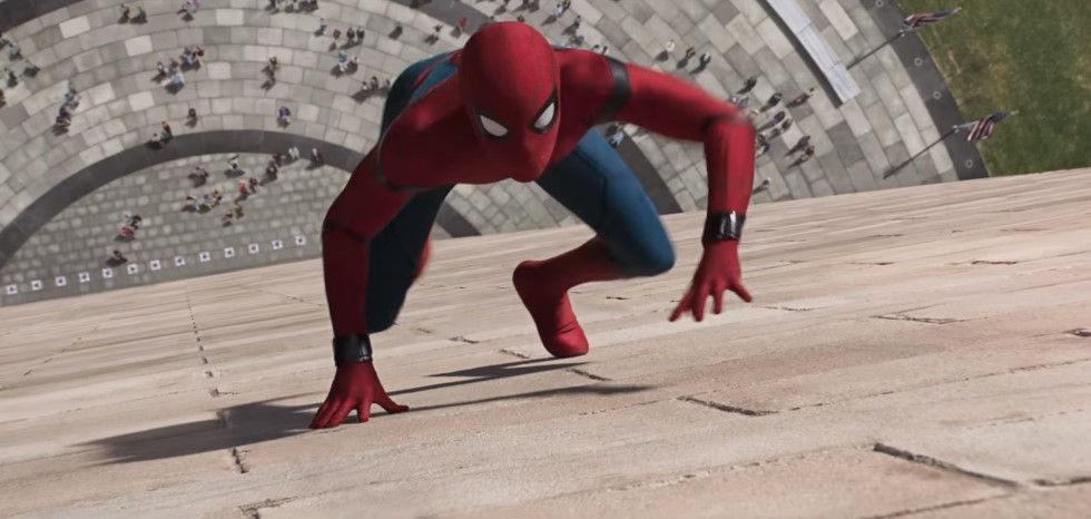 Spider-Man (Tom Holland) scales the Washington Monument in Spider-Man: Homecoming