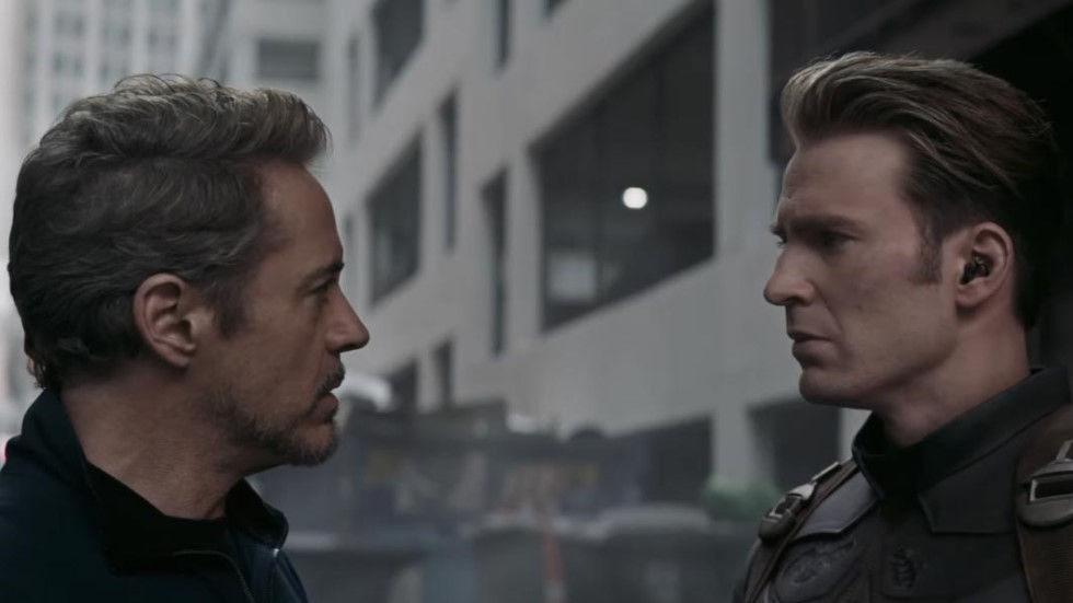 Tony (Robert Downey Jr) and Steve (Chris Evans) try to remain civil in a war zone in Avengers: Endgame