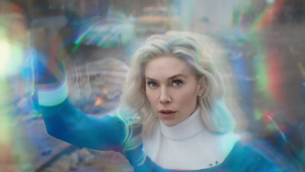 Sue (Vanessa Kirby) using her invisible force fields - from The Fantastic Four: First Steps
