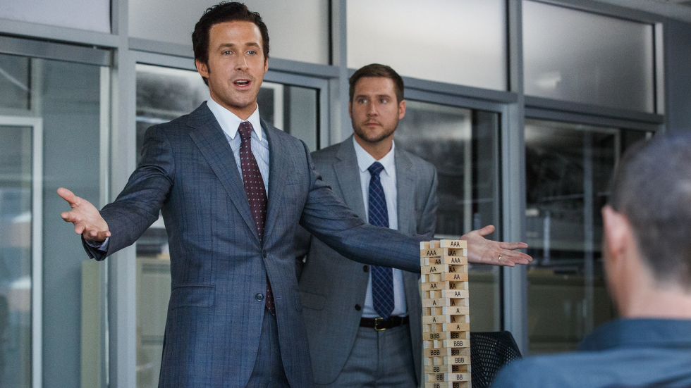 Jared Vennett (Ryan Gosling) explains just how the US mortgage market will collapse in The Big Short