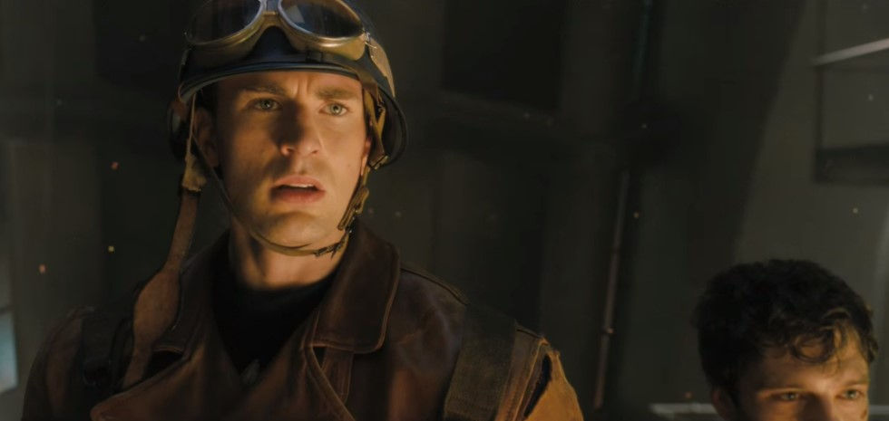 Cap (Chris Evans) and Bucky (Sebastian Stan) can't believe their eyes in Captain America: The First Avenger