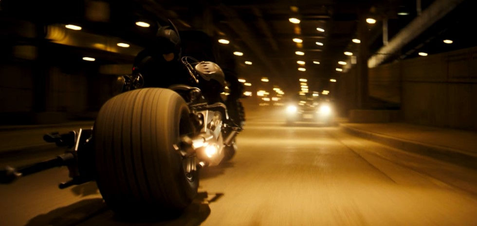 Batman (Christian Bale) rides to the rescue in The Dark Knight
