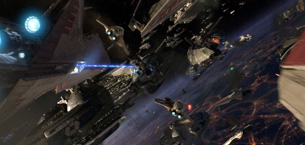 An epic space battle in Revenge of the Sith