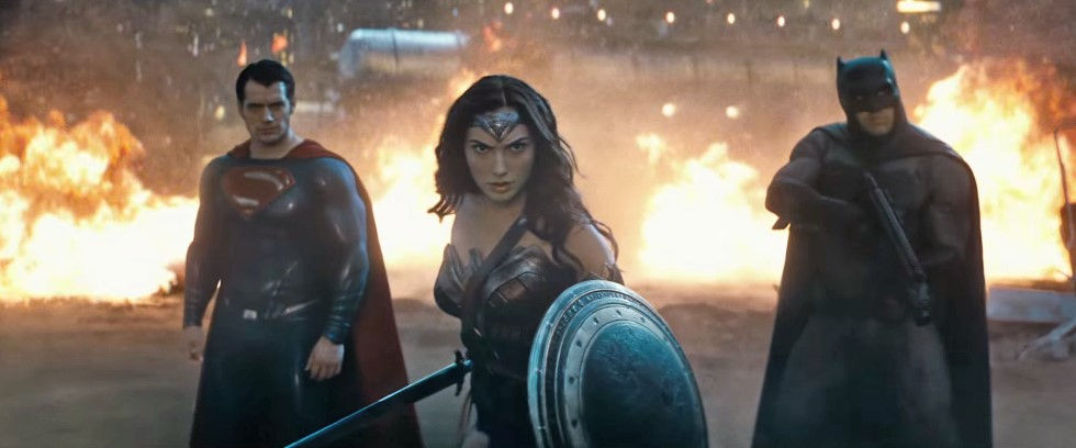 Superman (Henry Cavill), Wonder Woman (Gal Gadot) and Batman (Ben Affleck) line up for action in Batman v Superman: Dawn of Justice