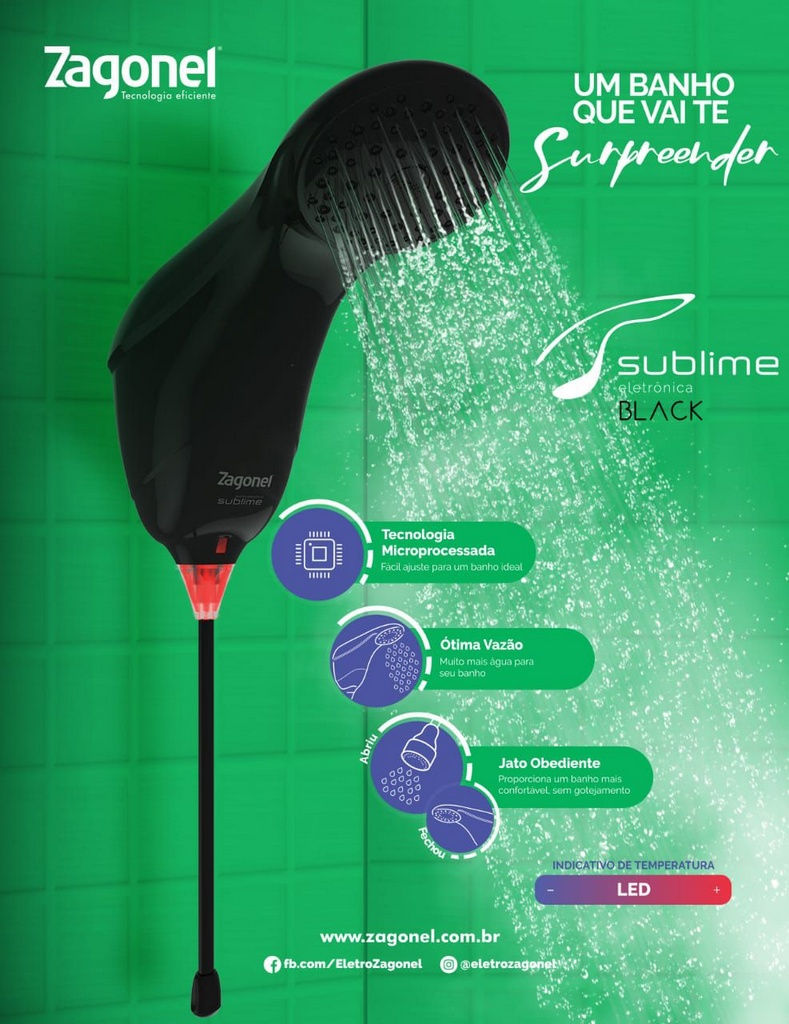 Miniatura: Ducha eletrônica  Sublime Zagonel 7500w 220v Preto