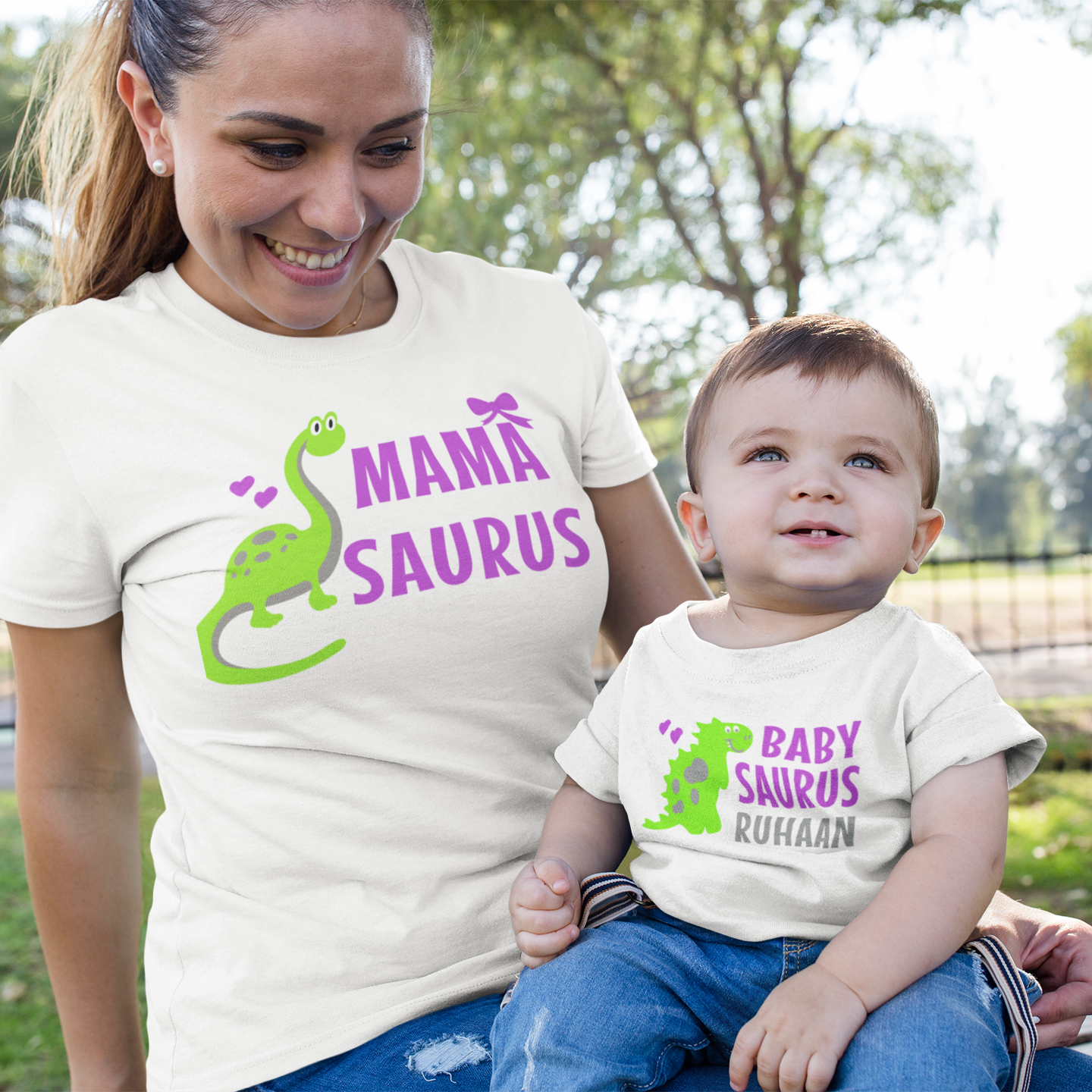 Baby + Mama Saurus White Combo