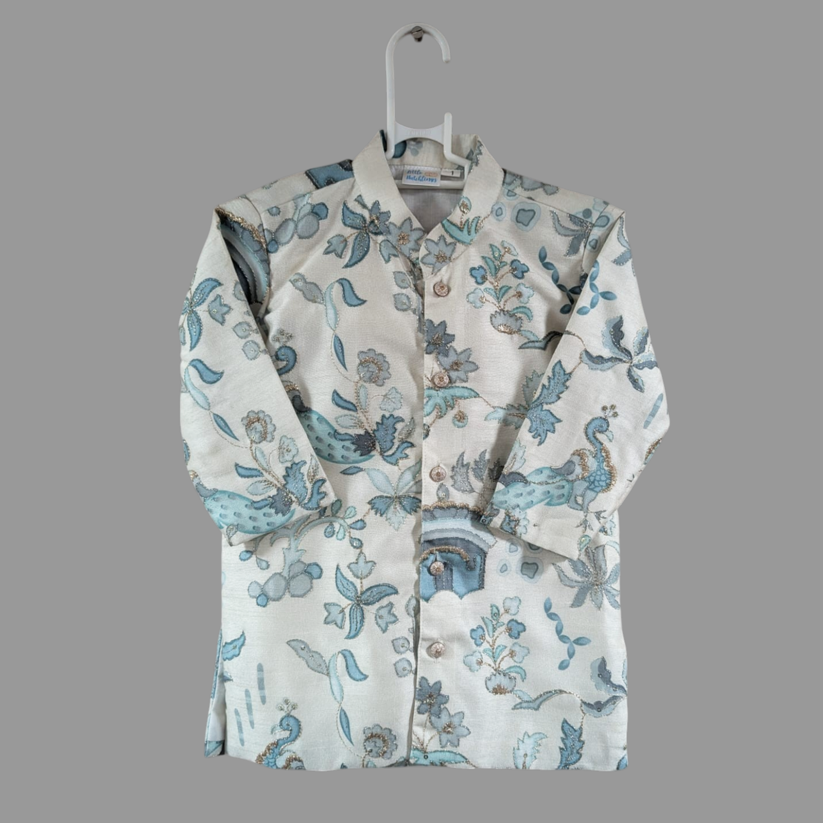Off-White & Teal Full Open Kurta