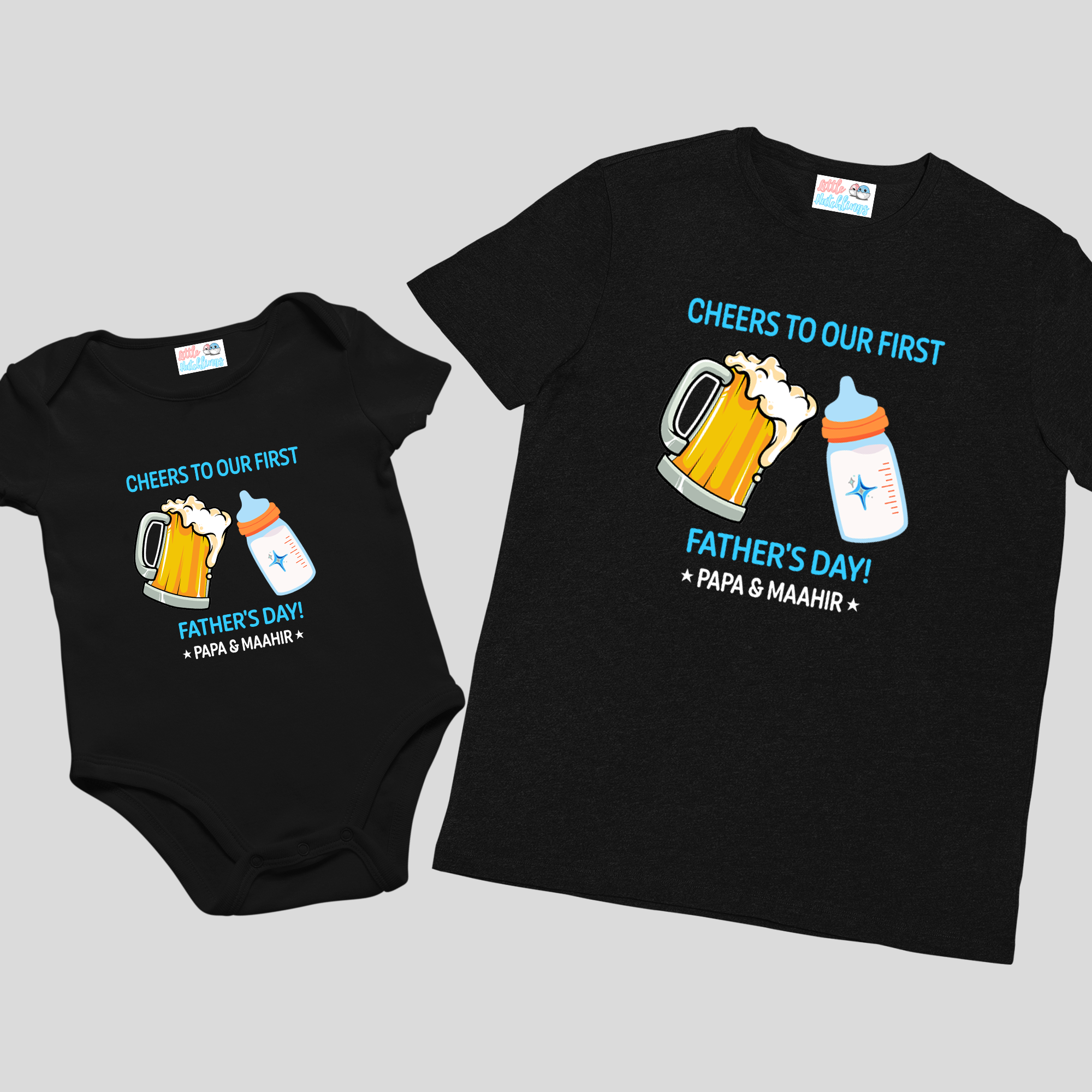 Cheers to First Fathers Day Beer Bottle Black Combo