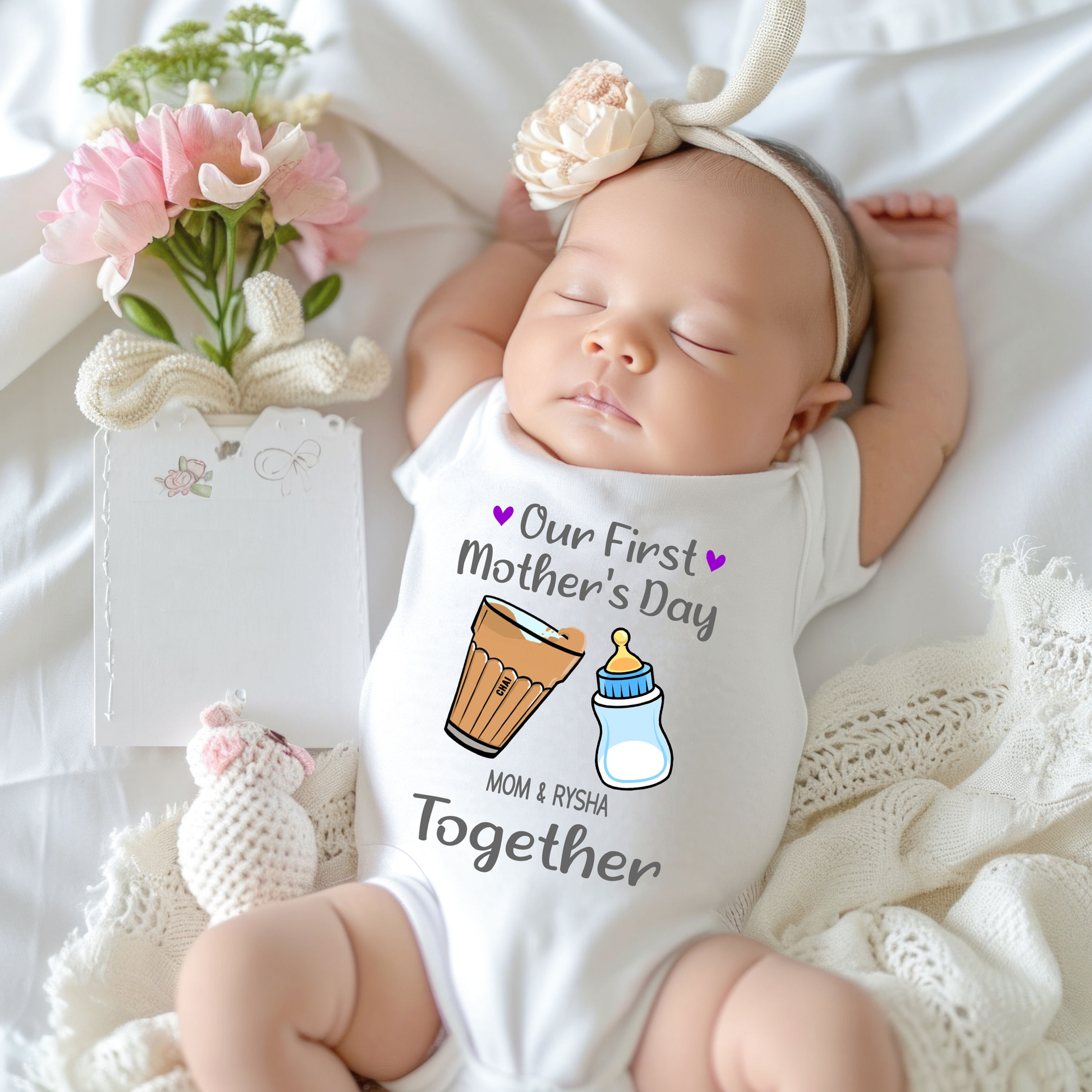 First Mother's Day Chai Milk Bottle White