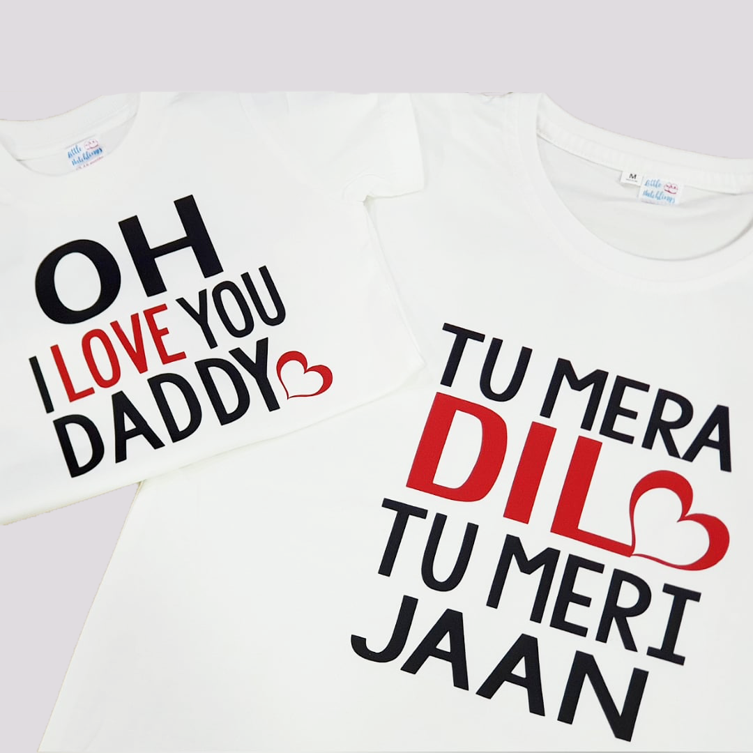 Tu Mera Dil Oh I Love You Daddy White Combo