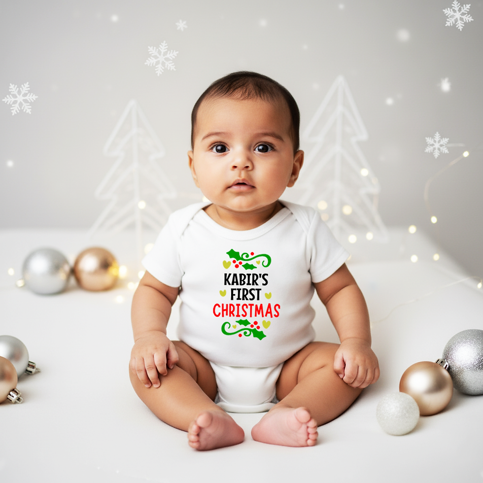 My First Christmas (Green & Gold) - White