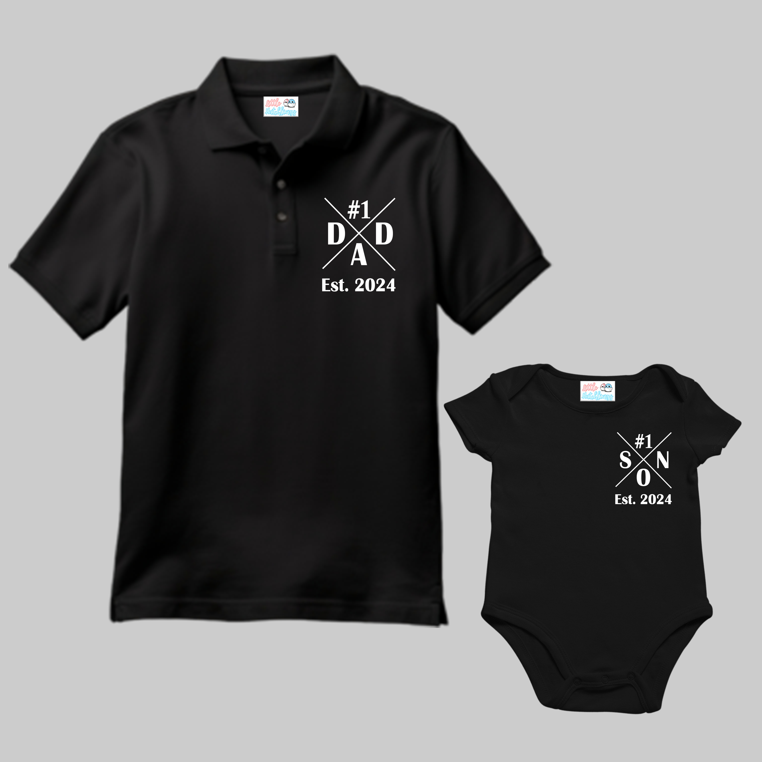 #1 Dad #Son Black Collared and Black Combo