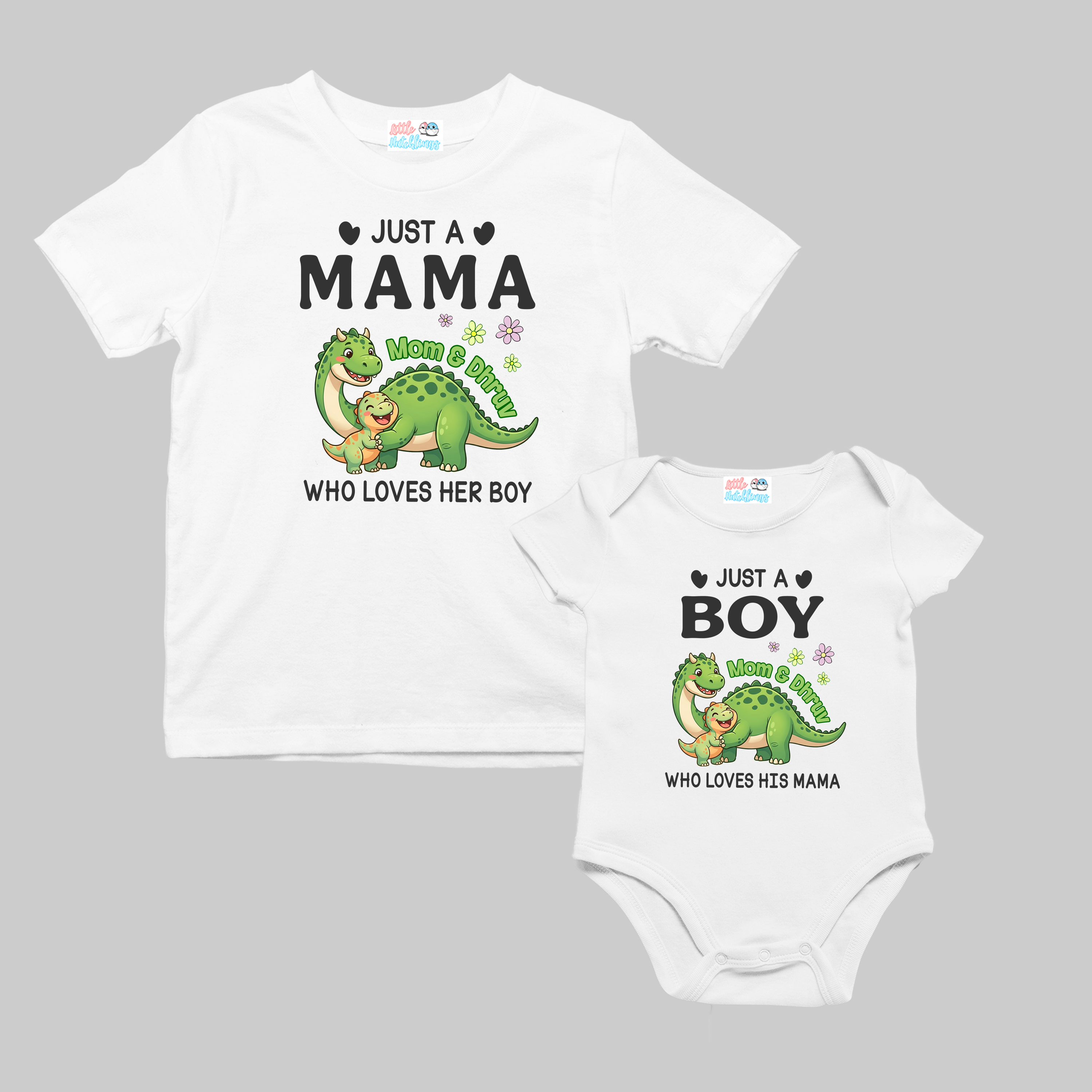 Just a Mama + Boy Love White Combo (Dino)