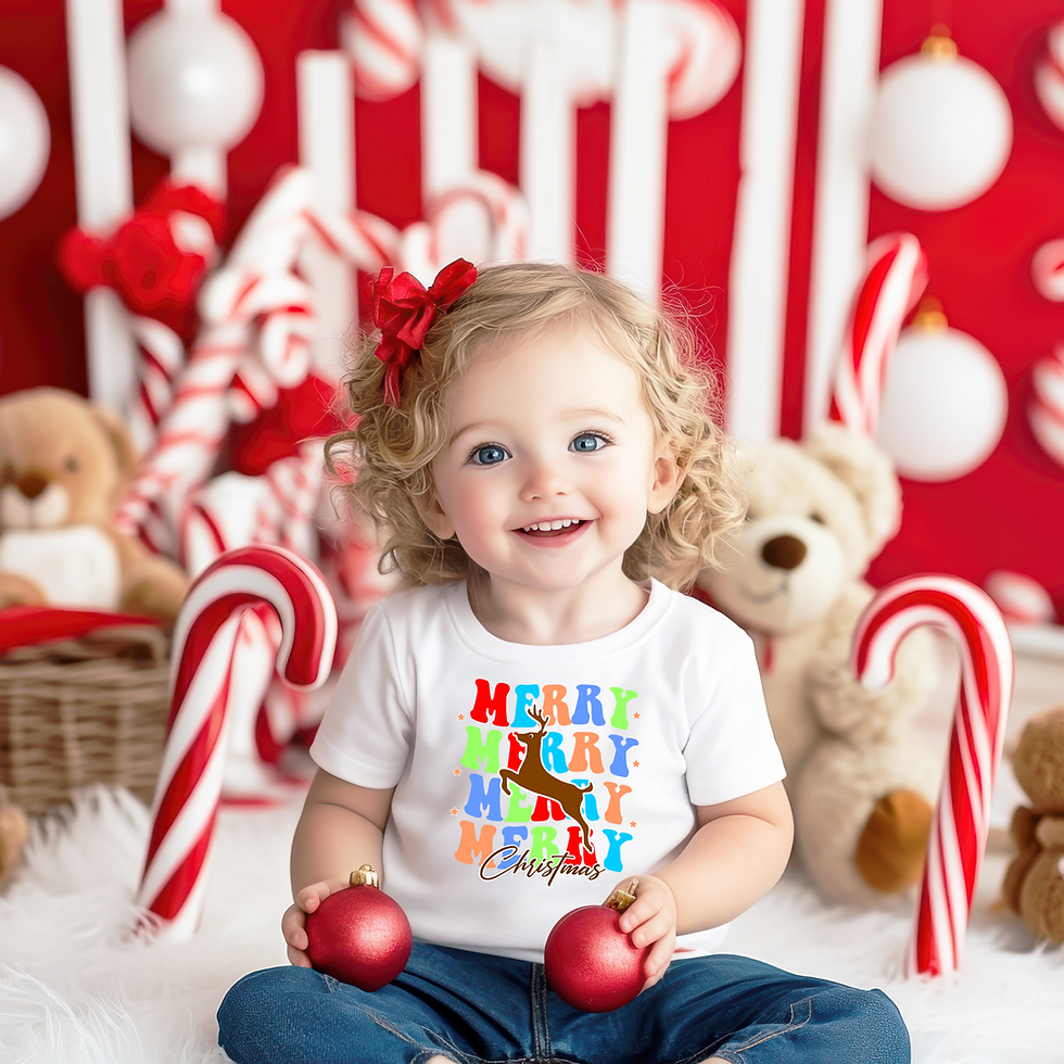 Merry Christmas Reindeer Multi White