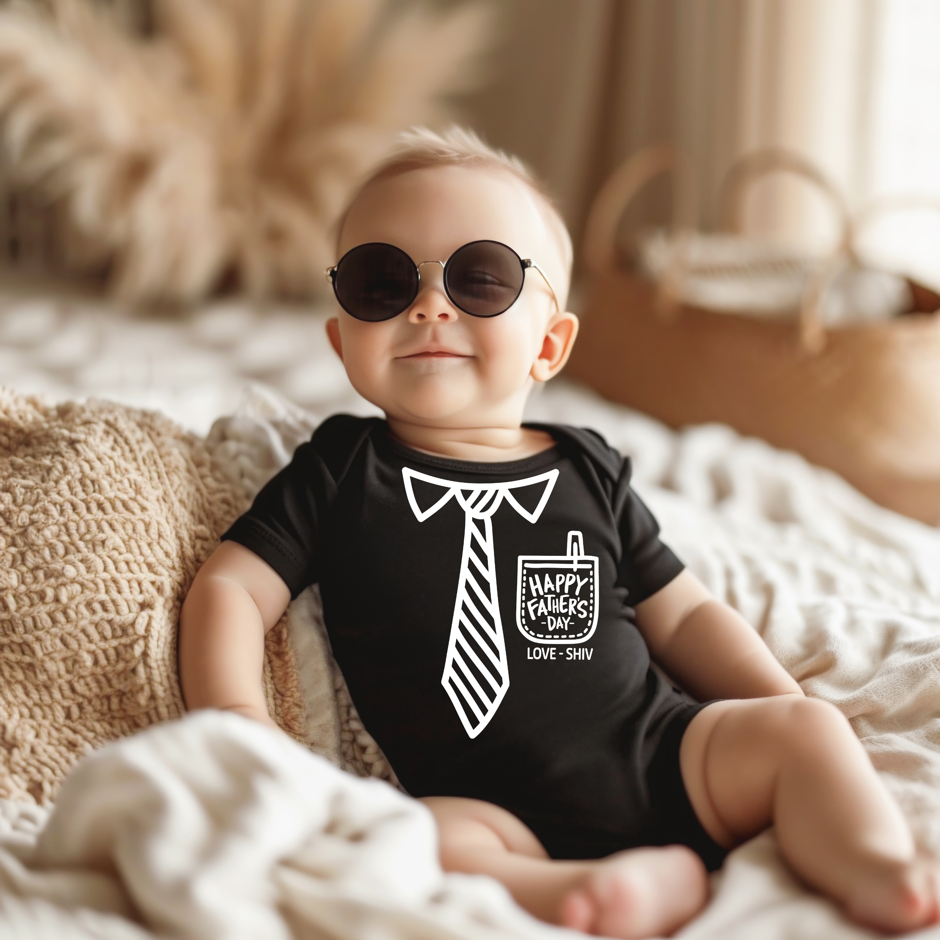Tie & Pocket Design Father's Day Black