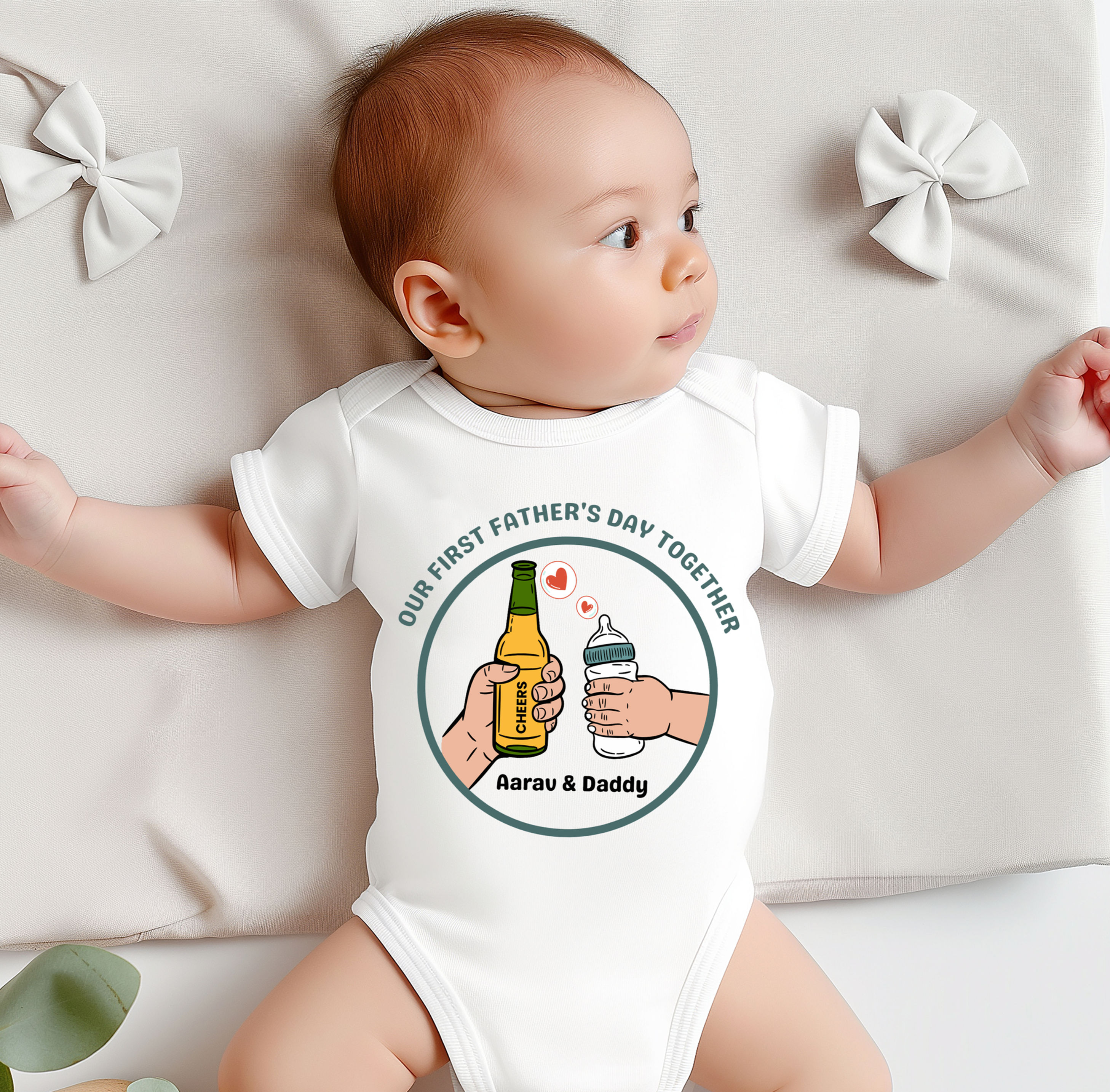 First Father's Day (Beer & Milk Bottle) White