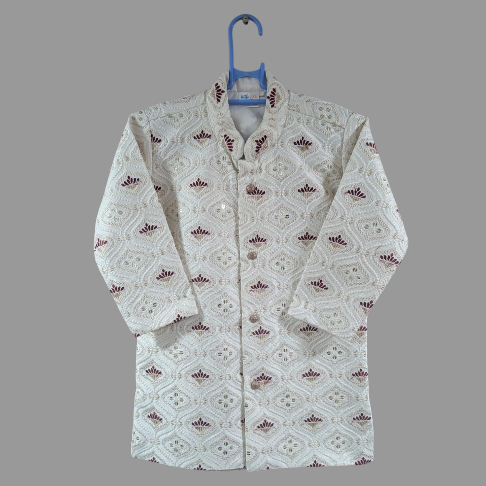 Ivory Sequin Semi Sherwani