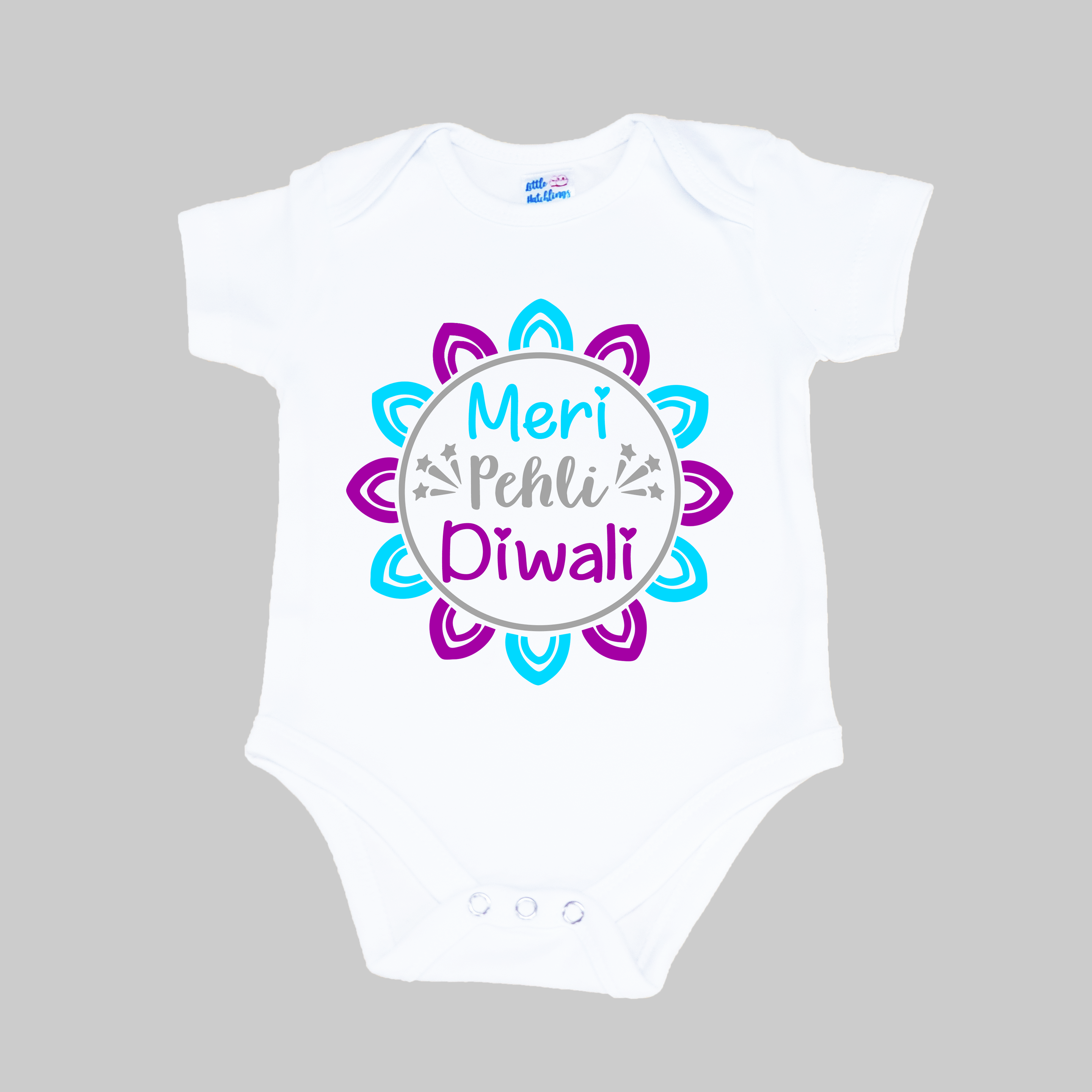Meri Pehli Diwali White Onesie/Full Romper/Tshirt (Rangoli)