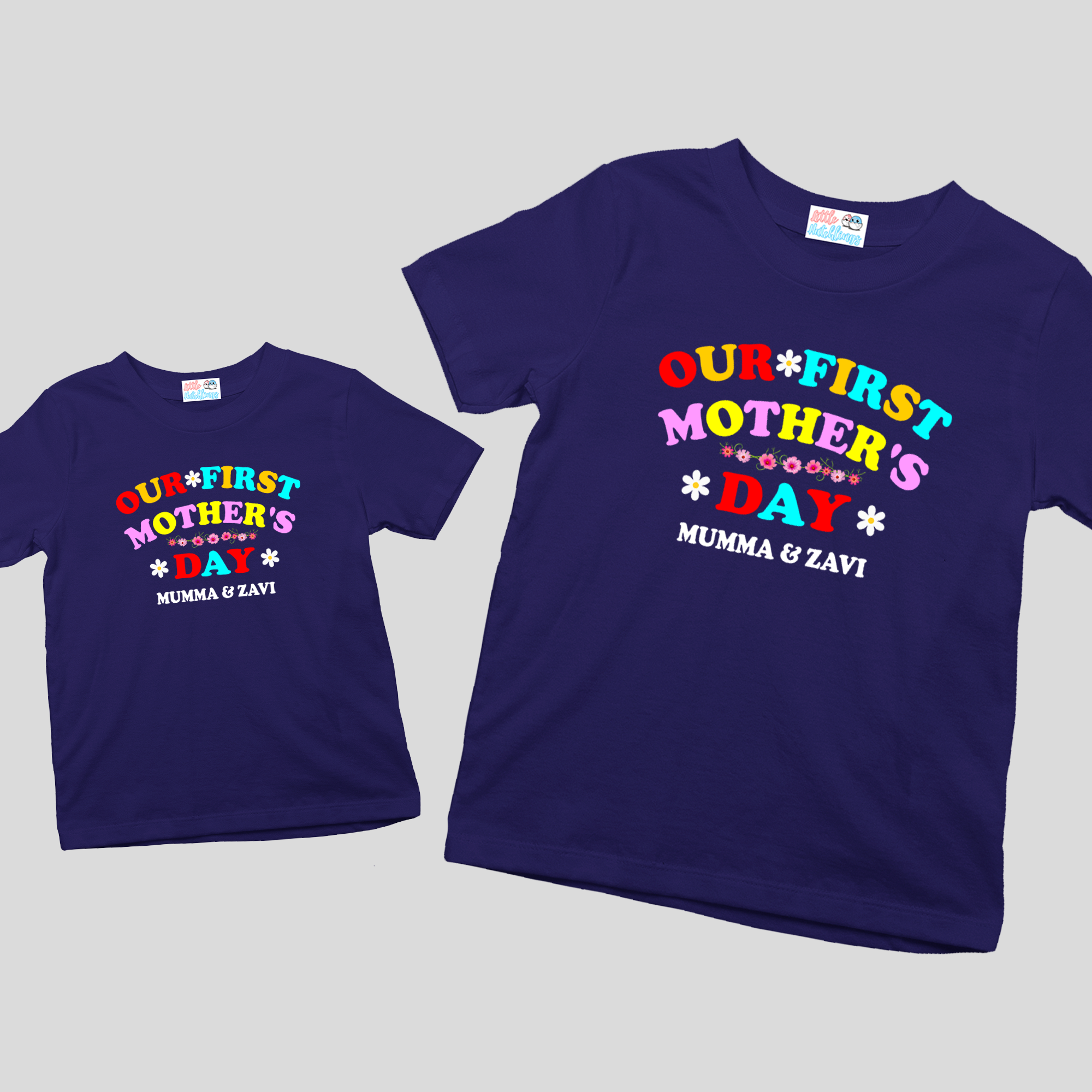Our First Mother's Day Floral Navy Blue Combo
