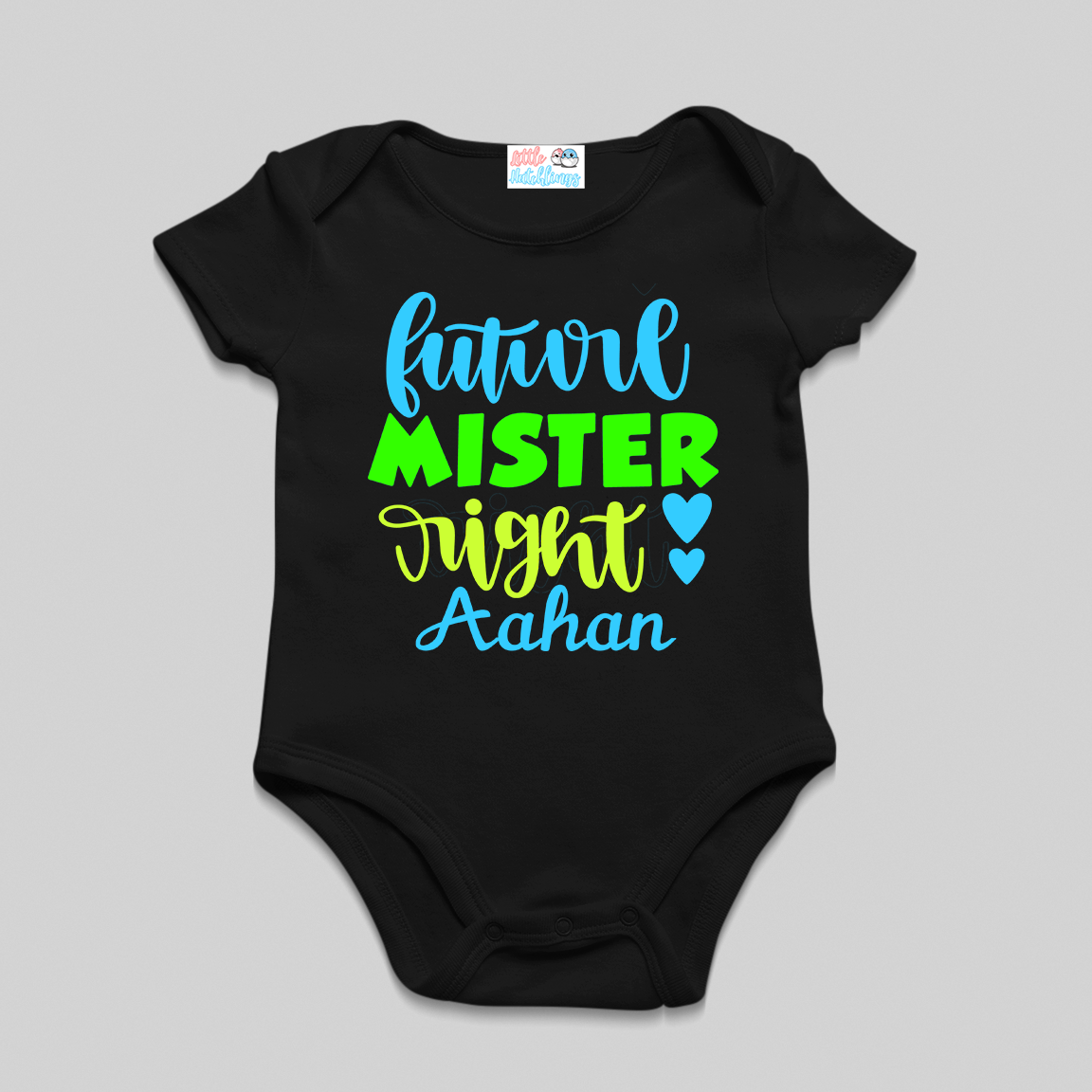 Little Mister Right Name Black Onesie / Romper / Tshirt