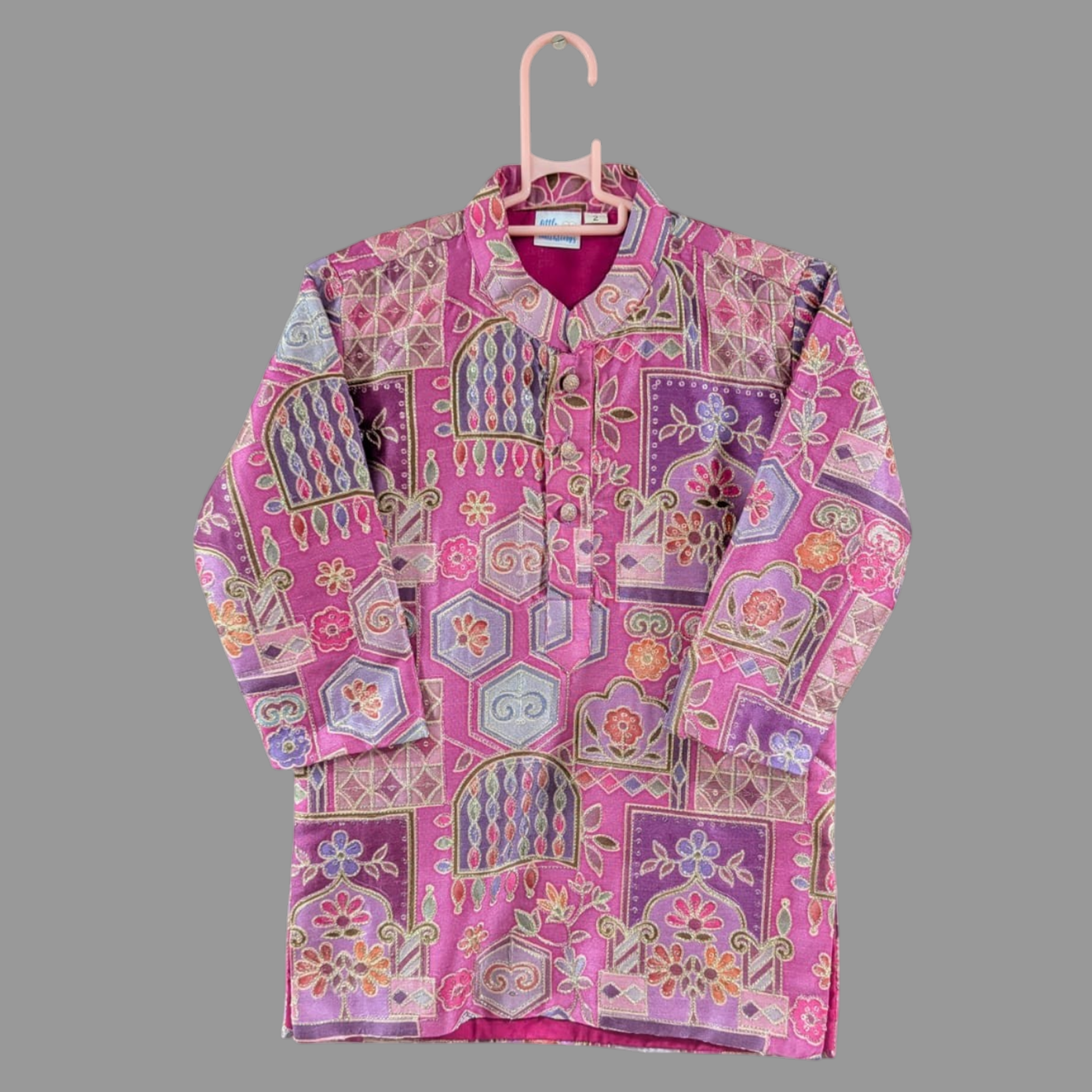 Pink Geometric & Floral Kurta
