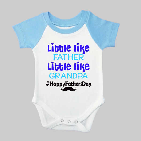 Little Like Father Grandfather Raglan Blue Onesie