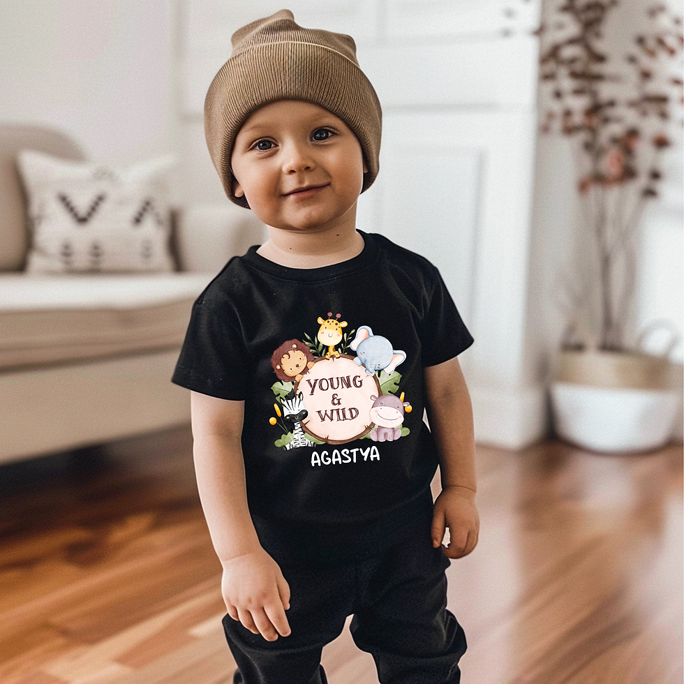 Safari Theme Young & Wild Black Onesie / Romper / Tshirt